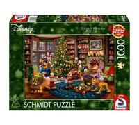 Schmidt Spiele 58047 Disney, Mickey & Minnie Trimming The Tree, Thomas Kinkade, 1000 Piece Puzzle