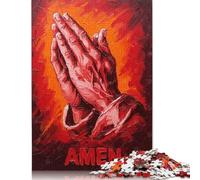 1000 Piece Praying Hands Painting Adult Jigsaw Puzzle Wooden Puzzles for Teenagers Gifts Educational Game Challenge Toy 1000pcs (75x50cm)