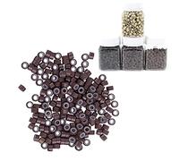 1000-Piece Professional Hair Extension Kit, 4.0mm Silicone-Lined Nano Beads with Micro Rings, Compatible with 0.5g Strand I-Tip Extensions, Durable Bonding Solution for Hair Styling - Warm Brown Tone