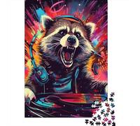 1000 Piece Psychedelic Animal Raccoon Jigsaw Puzzles for Adult Teenagers Paper Puzzles For Family Fun & Game Night 1000pcs (38x26cm)