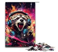 1000 Piece Psychedelic Animal Raccoon Puzzles Gifts Jigsaw Puzzles for Adults Christmas Wishlist with Santa Claus for Teenager Age 14 Up 1000 PCS