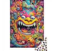 1000 Piece Psychedelic Monsters Jigsaw Square Puzzle for Adults & Wooden Puzzles Educational Game Challenge Toy 1000pcs (75x50cm)