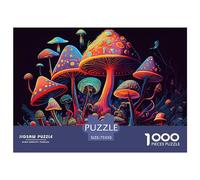 1000 Piece Psychedelic Mushroom Forest Square Jigsaw Puzzles for Adults, Wooden Puzzles Learning Educational Toy 1000pcs (75x50cm)