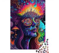 1000 Piece Psychedelic Nature0 Adult Puzzles Wooden Puzzle for Adults Educational Game Challenge Toy 1000pcs (75x50cm)