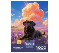 1000 Piece Pug Jigsaw Puzzle for Adults - Family Fun, Family Happy Game, Lavender Sea of Flowers Puzzle, Decoration Gifts 70x50cm/1000pcs