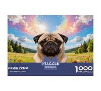 1000 Piece Pug Jigsaw Puzzle for Adults & Kids - Challenging Game, Grassland Forest Jigsaws, Home Decoration Gifts 38x26cm/1000pcs