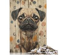 1000 Piece Pug Portrait on Paper Panel Square Puzzles for Adults And Paper Puzzles Family Activity 38x26cm/1000pcs