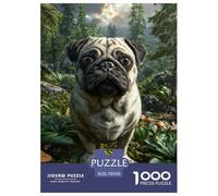 1000 Piece Pug Puzzle Dog Illustration - Picture Guide Educational Game for Kids & Adults | 70x50cm/1000pcs