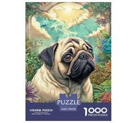 1000 Piece Pug Puzzle Dog Illustration - Picture Guide Educational Game for Kids & Adults | 70x50cm/1000pcs