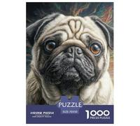 1000 Piece Pug Puzzle Dog Illustration - Picture Guide Educational Game for Kids & Adults | 70x50cm/1000pcs