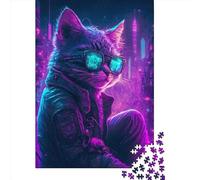1000 Piece Punk Human Kitten Jigsaw Puzzles for Adults Wooden Puzzle for Adults And Teenager Educational Puzzle 1000pcs (75x50cm)