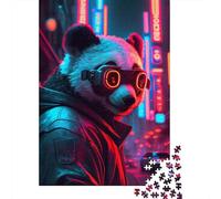 1000 Piece Punk Panda Jigsaw Puzzles for Adults Wood Puzzle Jigsaws for Adults 1000pcs (75x50cm)