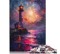 1000 Piece Purple Ocean Lighthouse Square Puzzles for Adults, Wooden Puzzles Family Entertainment Toys 1000pcs (75x50cm)
