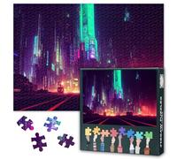1000-Piece Puzzle - 50x70 cm Futuristic Cyberpunk City Pictures, Mindfulness Puzzles for Adults, Family Challenge Night Challenging Puzzle