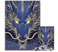 1000 Piece Puzzle Abstract Blue Sapphire Dragon Wooden Puzzles Home Decor Brain Teaser Game for Teenagers & Family Interaction 1000 PCS(75x50cm)