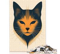 1000 Piece Puzzle Abstract Cat Vector Portrait in Bold Orange Tones Jigsaw Puzzles for Adults Paperboard Puzzles Best Gift for Adults And 38x26cm/1000pcs