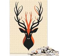 1000 Piece Puzzle Abstract Deer Vector Portrait with Bold Antlers Jigsaw Puzzles for Adults Paperboard Puzzles Best Gift for Adults And 38x26cm/1000pcs