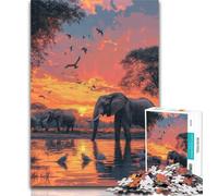 1000 Piece Puzzle African Elephants Jigsaw Puzzle 1000 Pieces for Adults,Fun Activity for Home, Rainy Days Toys, Birthday Gifts 26x38cm