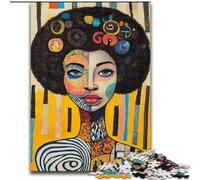 1000 Piece Puzzle African Woman Oil Painting Wooden Jigsaw Puzzles Family Interaction & Fun Gift, Vibrant Abstract Design 50X75CM