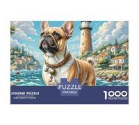 1000 Piece 。 Puzzle Age 15+ for Adults Cairn Terrier - Premium with Extra Fun Challenges - Whimsical Seaside Town Puzzle - Perfect for Relaxation - Creativity & Gift Giving 38x26cm/1000pcs