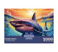 1000 Piece 。 Puzzle Age 15+ for Adults Sharks - Premium with Extra Fun Challenges - Whimsical Tropical Rain Forest Puzzle - Perfect for Relaxation - Creativity & Gift Giving 38x26cm/1000pcs