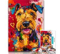 1000 Piece Puzzle Airedale Terrier Dog 1000 Pieces Jigsaw Puzzles for Adults And Teens,Challenging Game Toys for Is Ideal As A Gift for The Whole Family 50x75cm