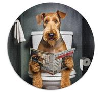 1000 Piece Puzzle Airedale Terrier on The Toilet Paper Puzzles Interactive Family Game, DIY Home Decor, Challenging Brain Teaser Gift (67.5x67.5cm)