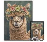 1000 Piece Puzzle Alpaca Flower Wreath Puzzles for Adults Relaxing Entertainment Home Decor 1000 PCS(38x26cm)