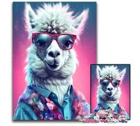 1000 Piece Puzzle Alpaca Pink Paper Jigsaw Puzzles Perfect for Christmas Halloween Easter New Year 1000 PCS(38x26cm)