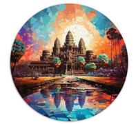 1000 Piece Puzzle, Angkor Wat, Cambodia, Creative Round Puzzle, for Adults and Children Ages 12 and Up, Cardboard Puzzle, Home Decoration, Size: 67.5 x 67.5 cm