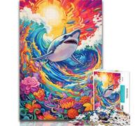 1000 Piece Puzzle Animal Art Shark 1000 Pieces Jigsaw Puzzles for Adults And Teens,Challenging Game And Family Play Secret Santa Gifts 26x38cm