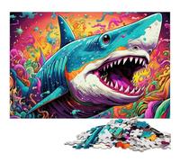 1000 Piece Puzzle Animal Art Shark cardboard Jigsaw Puzzles for Adults Challenging DIY Brain Teaser, Perfect Family Game Or Decorative Gift 26X38CM/10.23x14.96inch