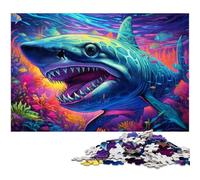1000 Piece Puzzle Animal Art Shark cardboard Jigsaw Puzzles for Adults Challenging DIY Brain Teaser, Perfect Family Game Or Decorative Gift 26X38CM/10.23x14.96inch