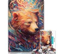 1000 Piece Puzzle Animal Brown Bear Colourful 1000 Piece Jigsaw Puzzle for Adults Teens,Train Your Brain And Hands Gifts for Friends And Family 50x75cm
