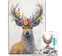 1000 Piece Puzzle Animal Deer 1000 Piece Jigsaw Puzzles for Teenagers,Charcoal Art Staycation Kill Time for Home Decoration (26x38cm)