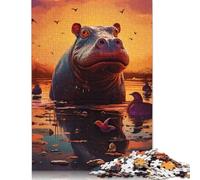 1000 Piece Puzzle Animal Hippos Puzzle for Adults Cardboard Puzzles Adults Puzzles Gifts Size : 38x26cm