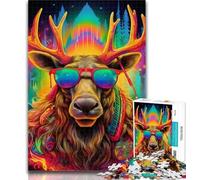 1000 Piece Puzzle Animal Moose Jigsaw Puzzle 1000 Pieces for Teenagers,Educational Game Challenge Toy for Women And Men 50x75cm
