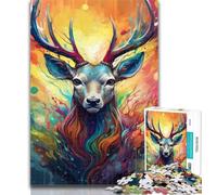 1000 Piece Puzzle Animal Reindeer 1000 Pieces Jigsaw Puzzles For Teens And Adults,with Matching Poster And Trivia Sheet for Age 14 Years Up 50x75cm