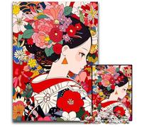 1000 Piece Puzzle Anime Girl Kimono Flowers Jigsaw Puzzles BrainChallenging DIY Decorative Game Family Interactive Toy 1000 PCS(38x26cm)