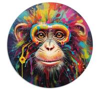 1000 Piece Puzzle Art Monkey 1000 Pieces Round Puzzles for Adults Perfect for Christmas, Halloween, Easter, New Year (67.5x67.5cm)