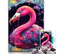 1000 Piece Puzzle Art Psychedelic Flamingo 1000 Piece Jigsaw Puzzle for Adults And Teenagers,for Educational Game Challenge Toy Artists Collection, Fine Art 75x50cm