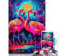 1000 Piece Puzzle Art Psychedelic Flamingo Jigsaw Puzzle 1000 Pieces for Teenagers,Educational Game Challenge Toy for Women And Men 26x38cm