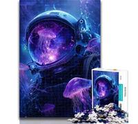 1000 Piece Puzzle Astronaut And Jellyfish Jigsaw Puzzle 1000 Pieces for Adults,Fun Activity for Home, Rainy Days Toys, Birthday Gifts 50x75cm