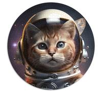 1000 Piece Puzzle Astronaut Orange Cat 1000 Pieces Round Puzzles for Adults Perfect for Christmas, Halloween, Easter, New Year 67.5x67.5cm