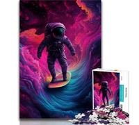 1000 Piece Puzzle Astronaut Space Surfing 1000 Piece Jigsaw Puzzle for Adults And Teenagers,for Educational Game Challenge Toy Artists Collection, Fine Art (50x75cm)
