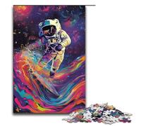 1000 Piece Puzzle Astronaut Surfing Jigsaw for Adults Wooden Jigsaw Challenging Game 1000 PCS(75x50cm)