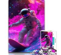 1000 Piece Puzzle Astronaut Surfing Jigsaw Puzzles for Teenagers 1000 Piece,Educational Toys Is Ideal As A Gift for The Whole Family 50x75cm