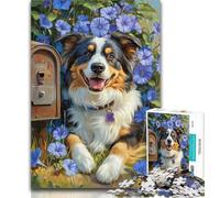 1000 Piece Puzzle Australian Shepherd 1000 Pieces Jigsaw Puzzles for Adults And Teens,Challenging Game And Family Play Secret Santa Gifts 50x75cm