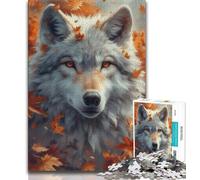 1000 Piece Puzzle Autumn Wolf Jigsaw Puzzles 1000 Pieces for Adults Teens,Toys Educational Games Stress Relieving Enhance Love between Couples (50x75cm)