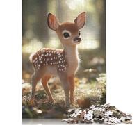 1000 Piece Puzzle Baby Deer Fawn in Forest Jigsaw Puzzles for Adults Woodenboard Puzzles Best Gift for Adults And 1000pcs (75x50cm)